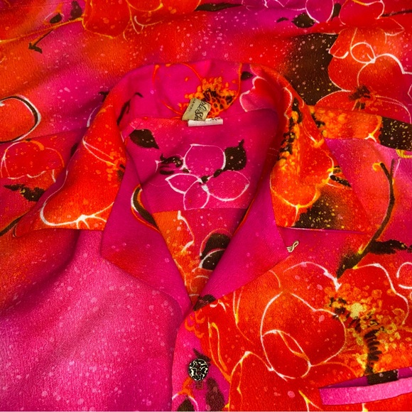 Vintage 60s The Sample Shop Hawaiian Shirt Neon Pink Floral Unisex Small - Picture 13 of 13